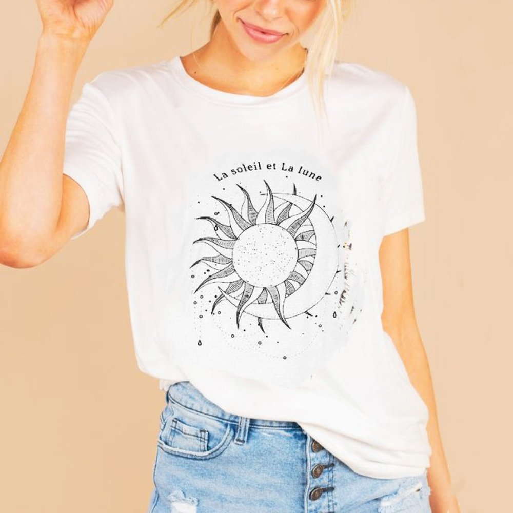 Solstice Moon Graphic Boho Tee
